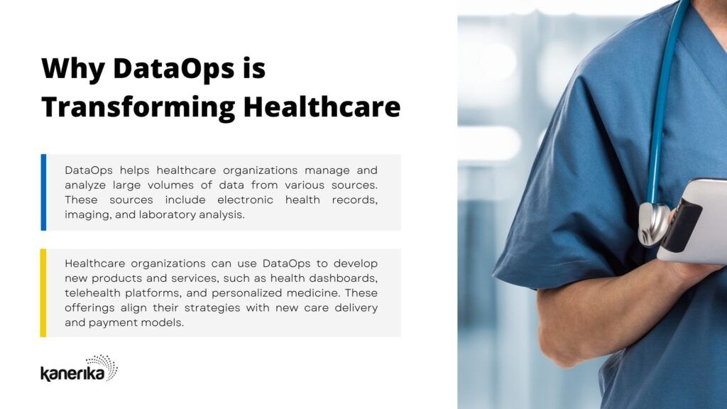 DataOps helps healthcare organizations manage and analyze large volumes of data from various sources. These sources include electronic health records, imaging, and laboratory analysis.