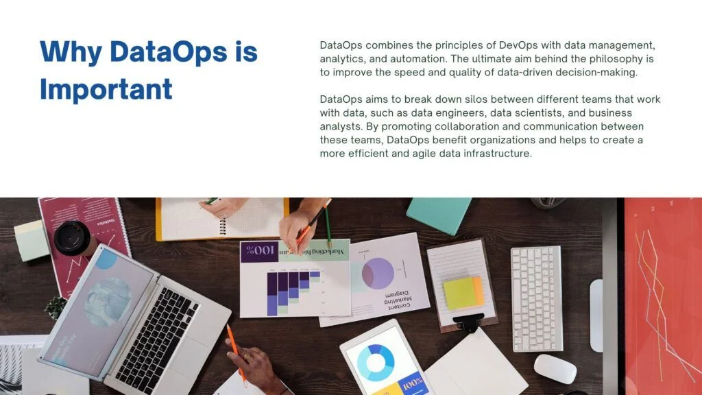 DataOps benefits businesses through automated design, deployment, and management of data pipelines, reducing manual efforts and errors.