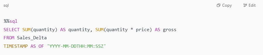 code for Microsoft Fabric Time Travel