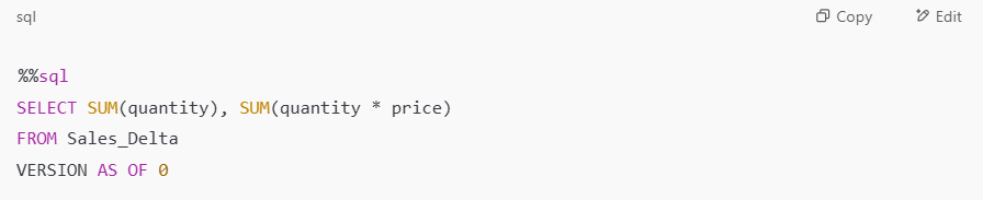 code for Microsoft Fabric Time Travel