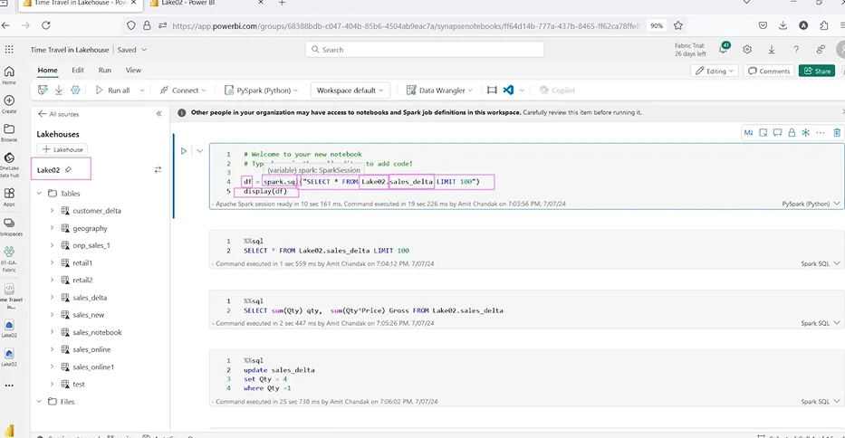Connect it to your Lakehouse for Microsoft Fabric Time Travel