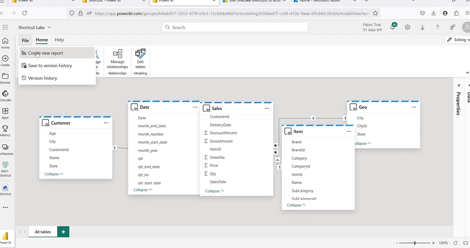 Building a report with OneLake Shortcut in Microsoft Fabric