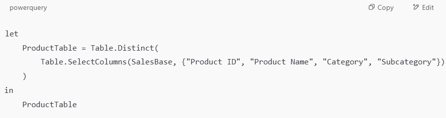 Power Query Steps code