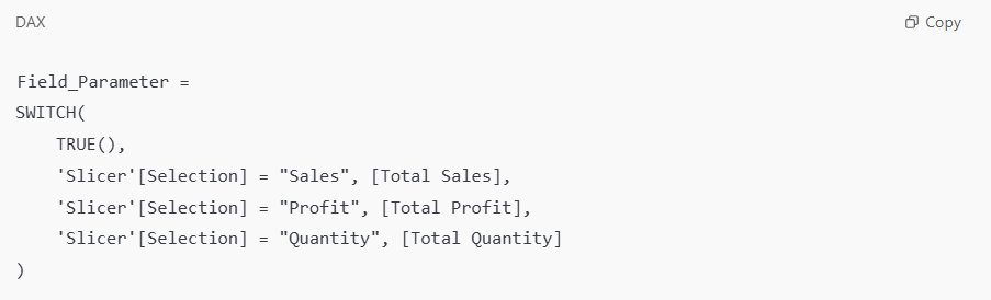 Example of Field Parameter Code