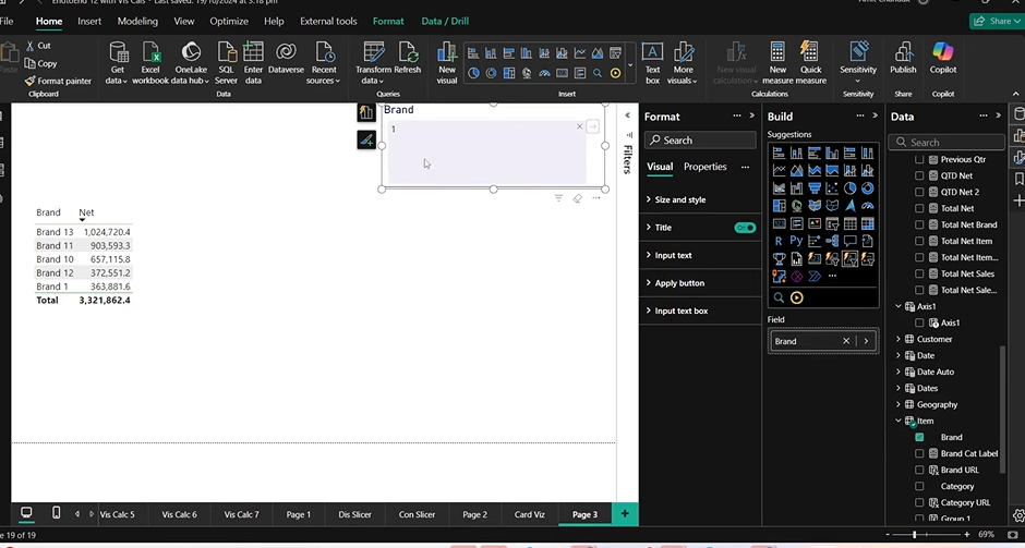 Connecting a Field to the Slicer in Power BI
