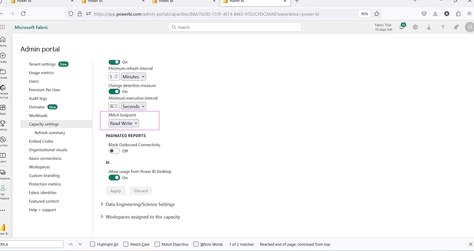 Verify Capacity Settings 
