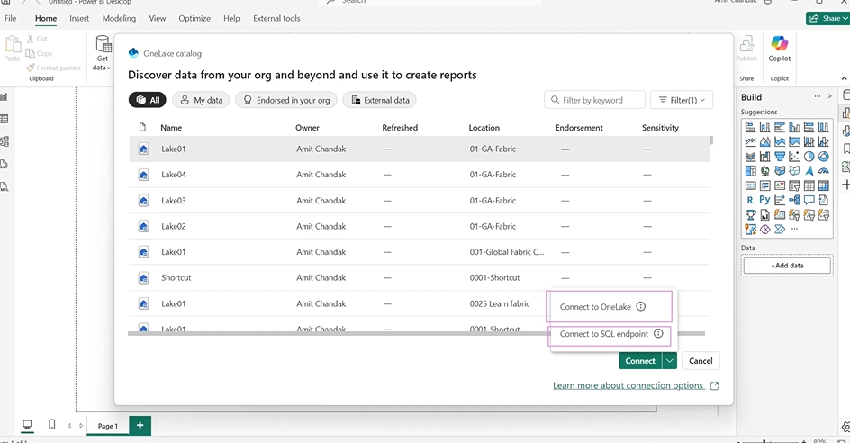 Connecting to OneLake in Power BI