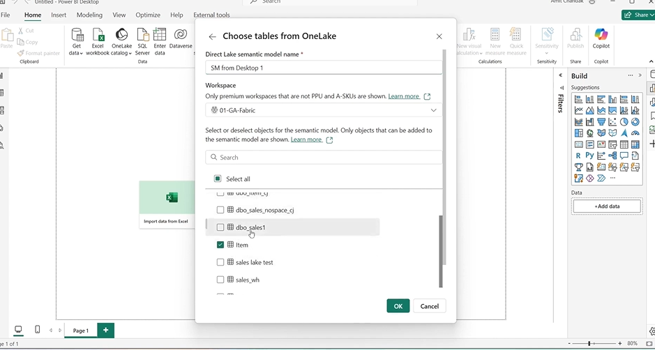 Select your First Table in Power BI
