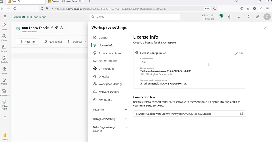  Workspace settings in Microsoft Fabric