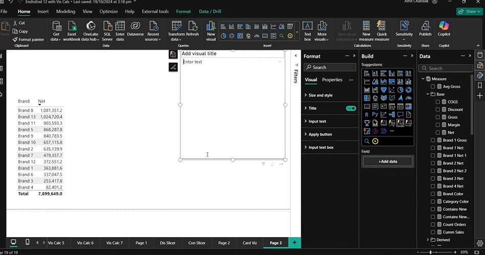 Adding the Text Slicer Visual in Power BI