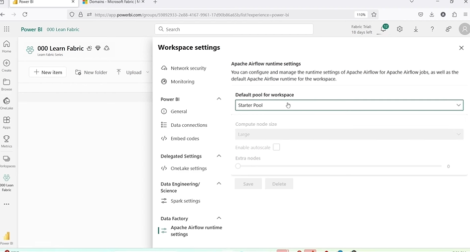 Settings in Microsoft Fabric