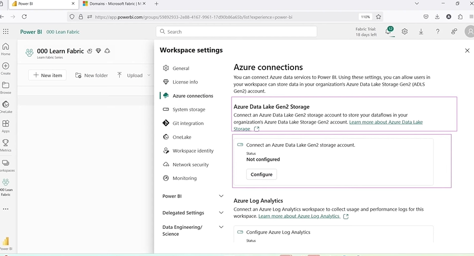 Settings in Microsoft Fabric