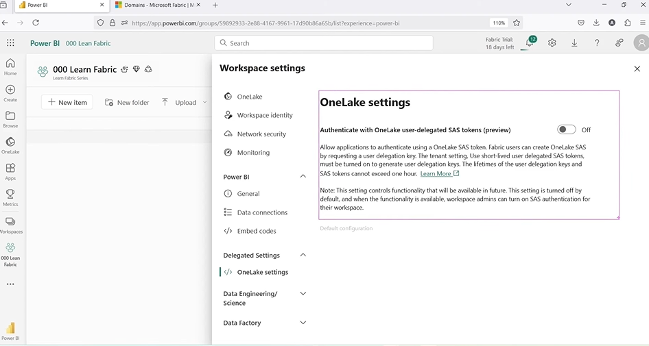Settings in Microsoft Fabric