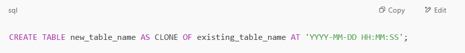 Code for Table Clones in Microsoft Fabric Warehouse