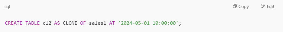 Code for Table Clones in Microsoft Fabric Warehouse