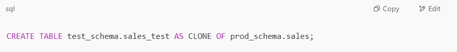 Code for Table Clones in Microsoft Fabric Warehouse