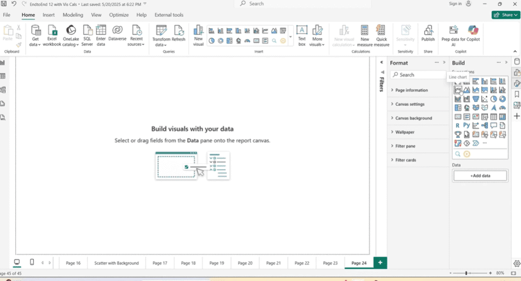 Insert a Line Chart with Power BI