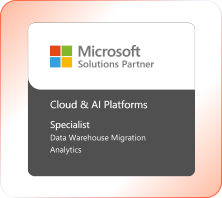 Kanerika image for Microsoft's recognition as a cloud and ai platform specialist in Data warehouse migration analytics