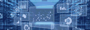 Kanerika blog banner showing enterprise data analytics dashboards over a digital data center background.