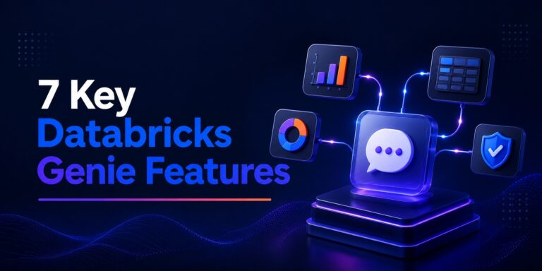 Kanerika Infographic Banner for 7 key databricks genie features.