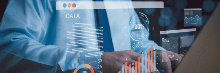 Kanerika blog banner for Databricks Delta Sharing with data analytics visuals and dashboard overlays.