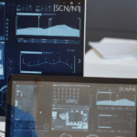Kanerika blog banner showing Fabric data OneLake analytics dashboards on enterprise screens.