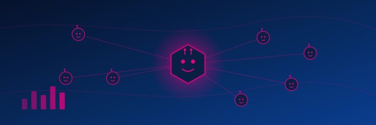 Agentic AI data engineering banner with an AI agent network in Kanerika brand colors