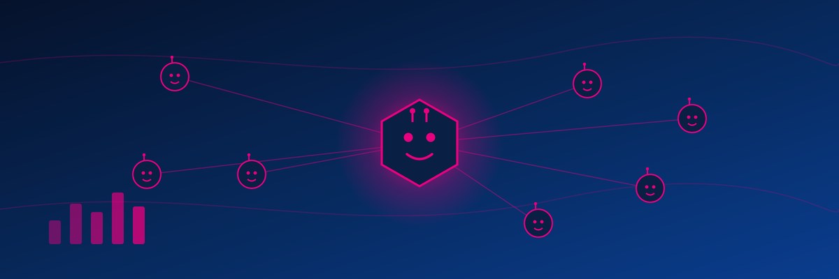 Agentic AI data engineering banner with an AI agent network in Kanerika brand colors