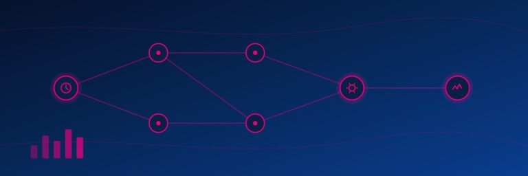Kanerika hero banner showing a Databricks job task graph, a trigger branching into tasks that merge into a run and an output, on a navy gradient