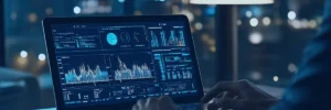Kanerika blog banner for Databricks Omnigent showing analytics dashboards on a laptop screen.