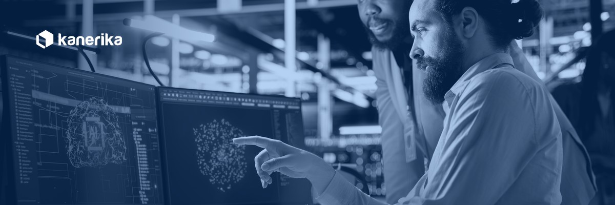 Engineers using AI automation tools in a data center, representing agentic AI for data engineering