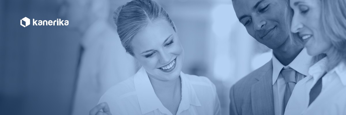 Business team reviewing compliance documents, representing an AI governance framework