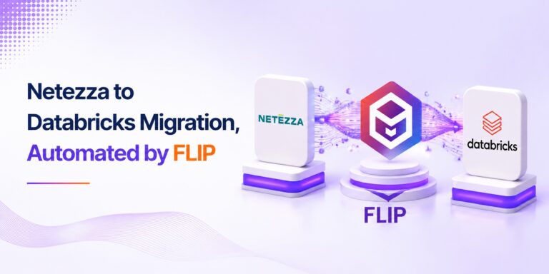 Kanerika Datasheet cover for Netezza to Databricks Migration with FLIP