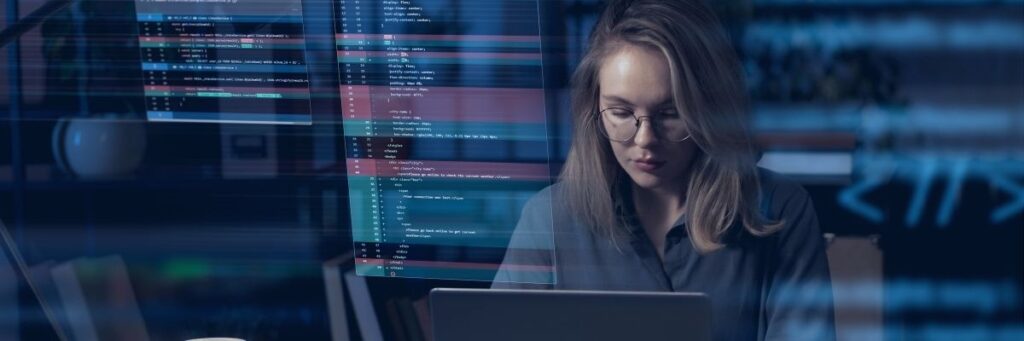 Kanerika vs LeewayHertz blog banner showing a business team reviewing data sheets.
