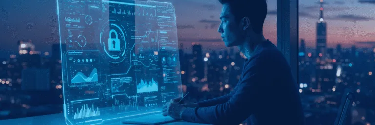 Kanerika blog banner for AI in payments showing a secure digital payments dashboard with analytics and lock visuals.