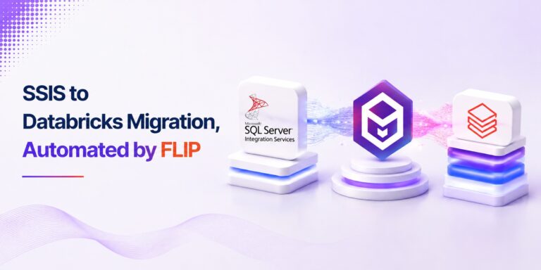 Kanerika datasheet cover for SSIS to Databricks migration with FLIP
