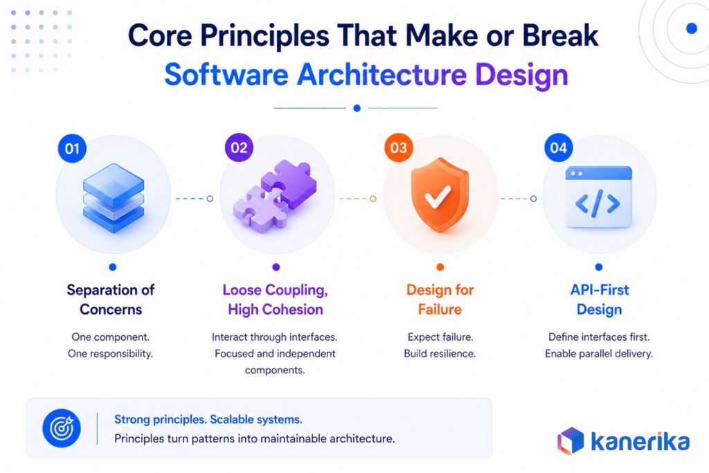 Kanerika's Infographic on Core Principles That Make or Break Software Architecture Design