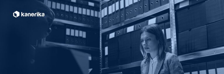 Team searching binders and files in an enterprise archive, the retrieval problem AI knowledge management solves