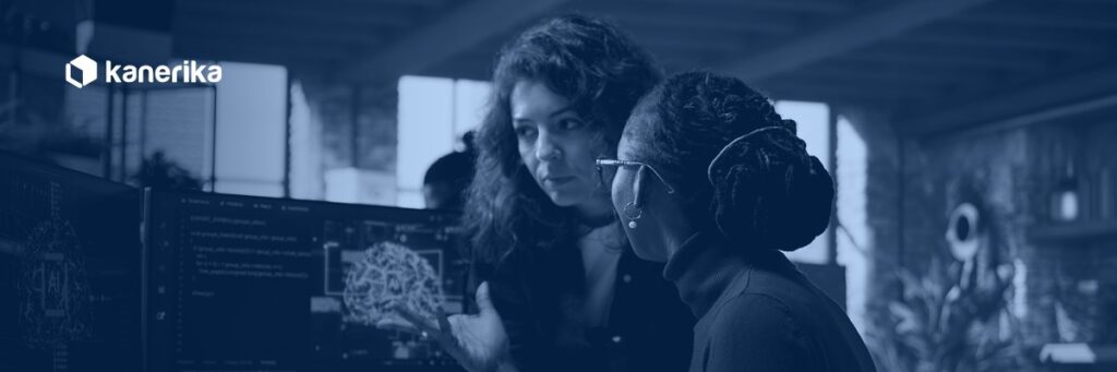 AI talent shortage banner — Kanerika AI engineering team collaborating on production AI systems