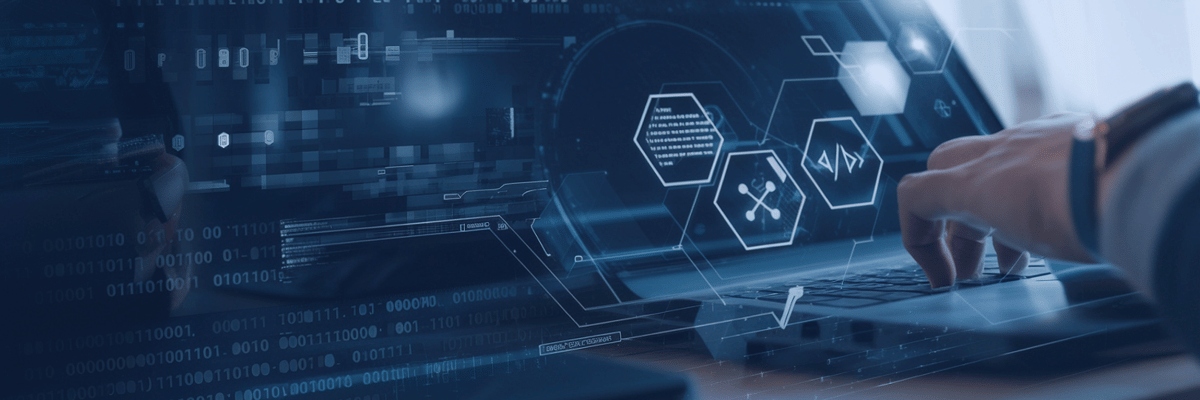 Kanerika blog cover image for Forward deployed engineering vs software engineering with digital interface and laptop.