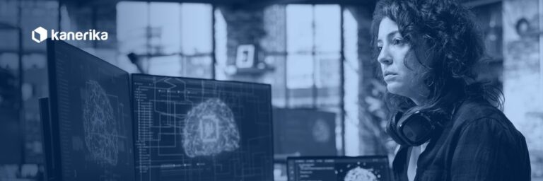 Data scientist reviewing Databricks AutoML model training on dual monitors with neural network visualizations
