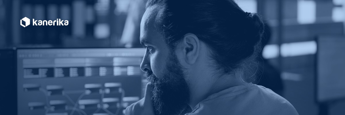 Data engineer reviewing a Snowflake data quality pipeline dashboard, Kanerika banner