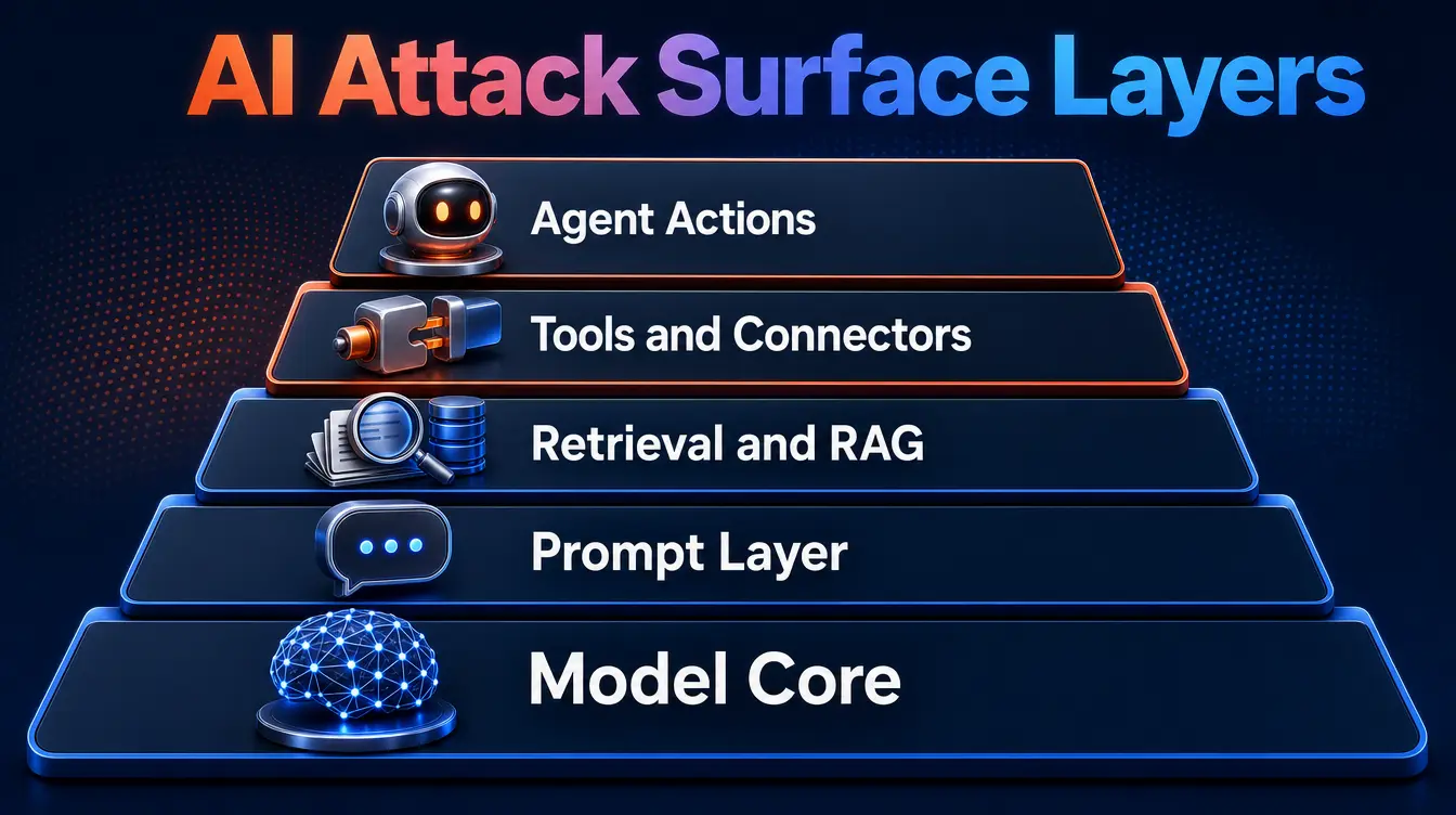 AI red teaming attack surface layers from model core to agent actions