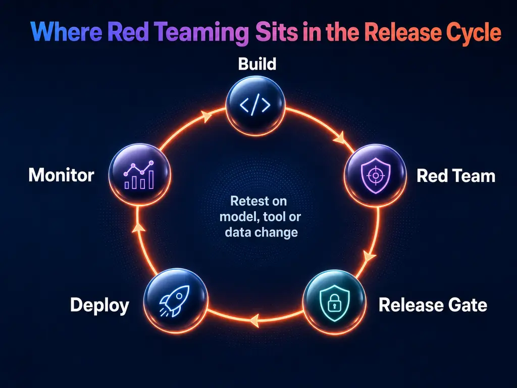 Where AI red teaming sits in the release cycle with retest triggers