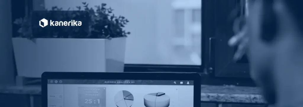 AI sales agents banner showing a sales analytics dashboard on a laptop as a sales professional reviews pipeline results