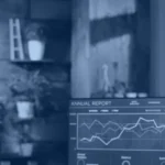 Analyst reviewing report charts on two monitors, illustrating custom data labels in Power BI report design