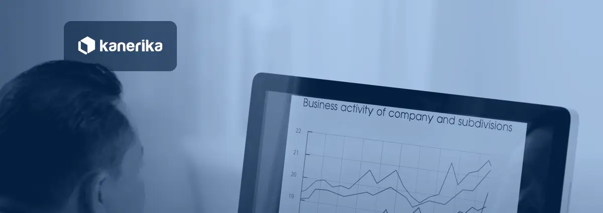 Data analytics modernization banner showing an analyst reviewing a business dashboard