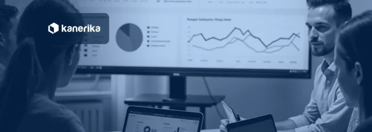 Marketing team reviewing generative AI powered dashboards in a meeting, Kanerika