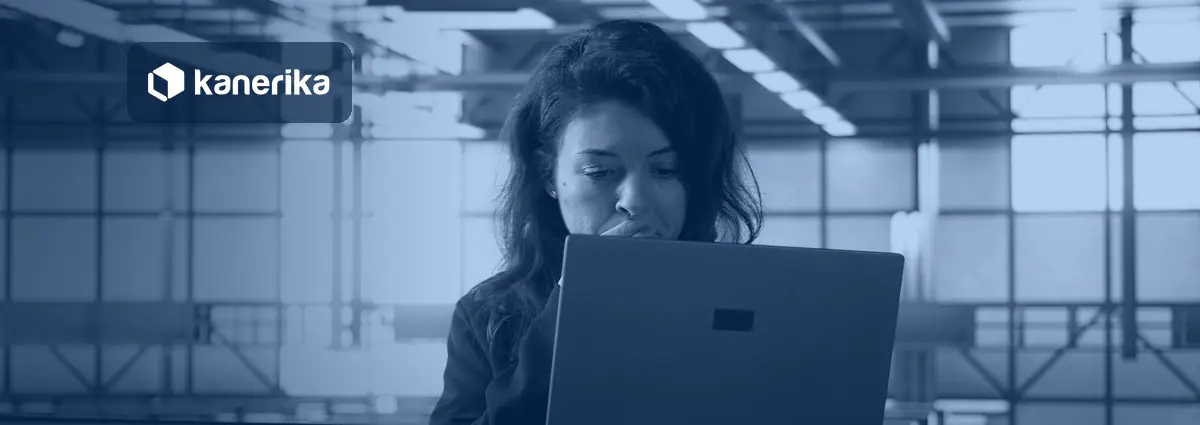 Generative AI security banner showing a security lead reviewing an AI threat alert on a laptop in a data center