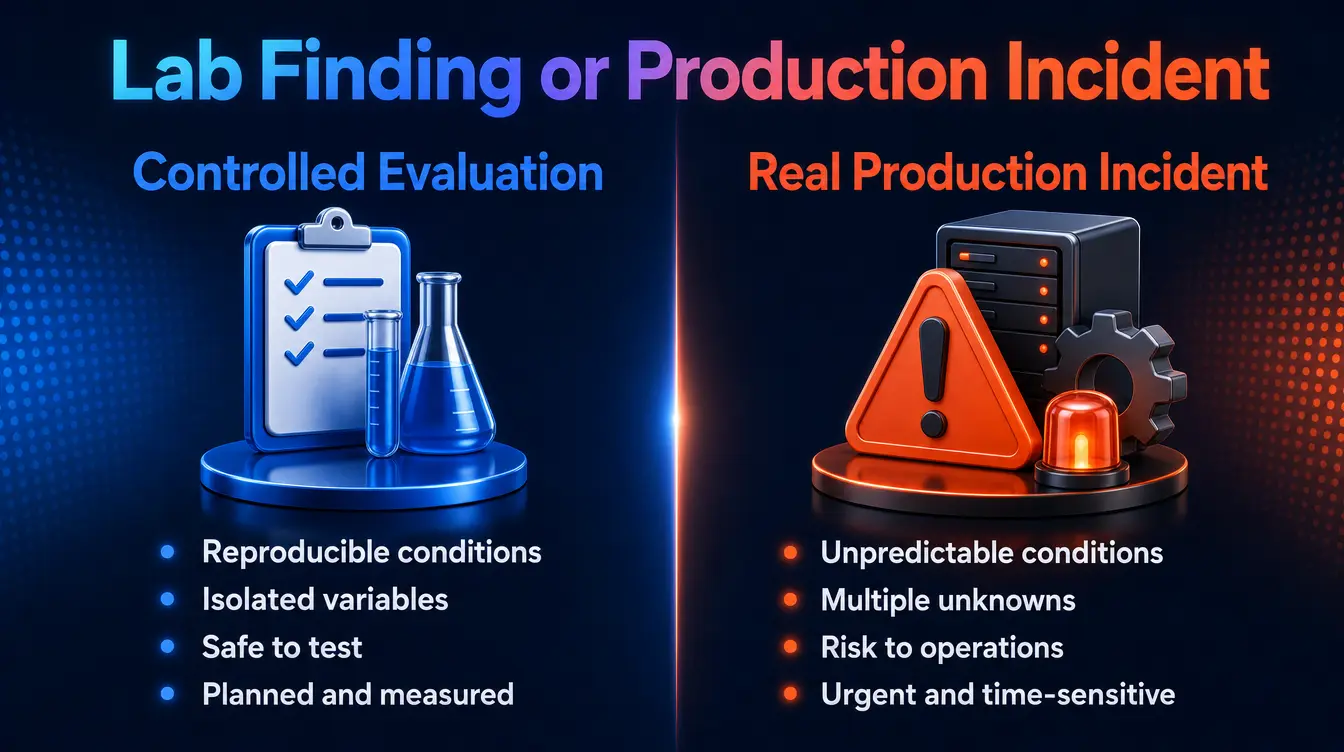 Comparing a controlled AI evaluation finding with a real production incident